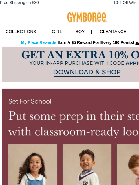 gymboree newsletter: Prep for school with our varsity-inspired looks  �...