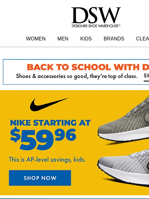 dsw newsletter: Summer-to-fall styles under $70.