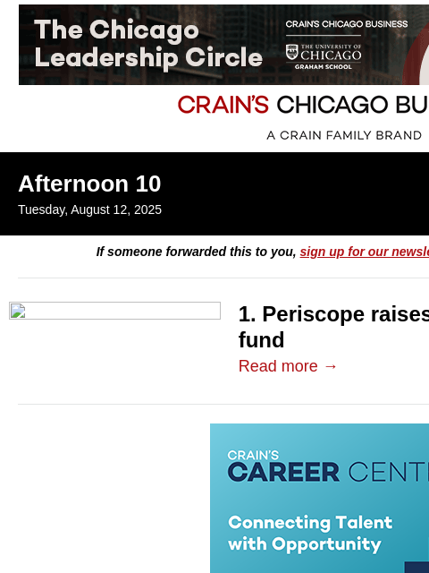 crainalerts newsletter: Chicago firm raises $370M private-equity fund