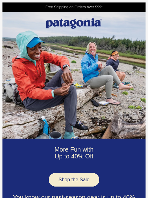 patagonia newsletter: Up to 40% off sale continues