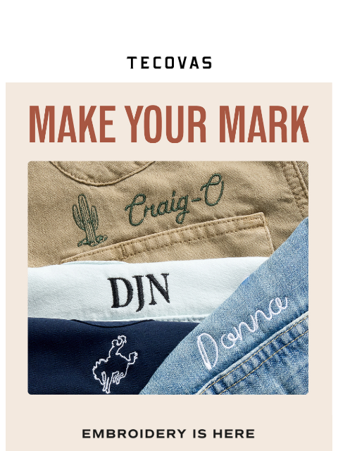 tecovas newsletter: Introducing Custom Shirt Embroidery