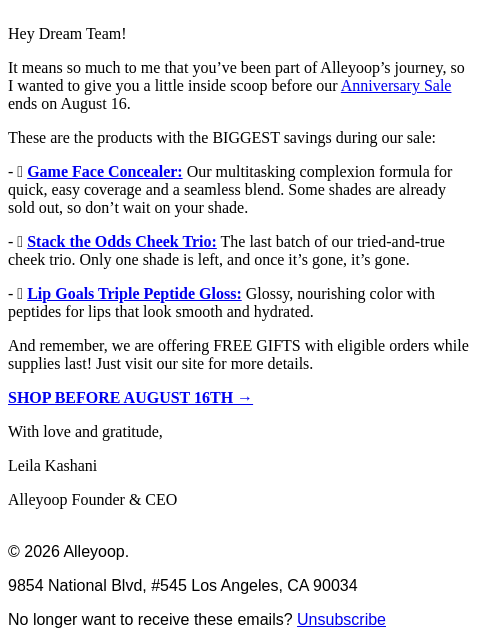 meetalleyoop newsletter: Our BEST offers during the Anniversary Sale 🥳🏆
