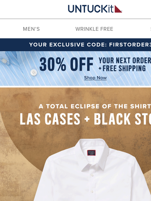 untuckit newsletter: Your New Classic Black & White Shirts Now 30% Off
