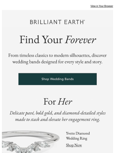 brilliantearth newsletter: Your dream wedding band is right here