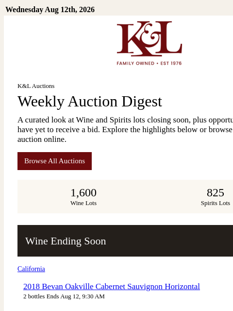klwines newsletter: New K&L Auction Lots