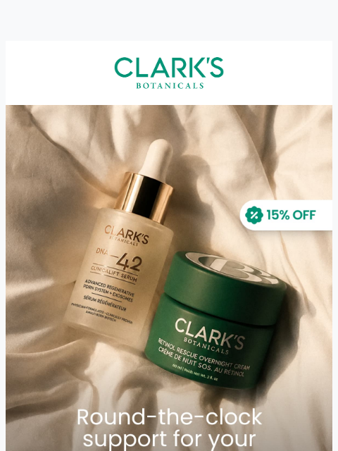 clarksbotanicals newsletter: What your skin does after Retinol Rescue clocks ou...