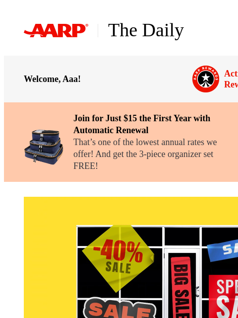 aarp newsletter: The Daily — 8 Surprising Retailers That Offer Seni...