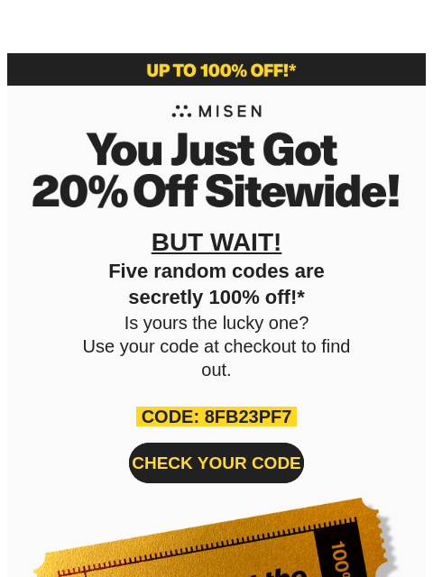 misen newsletter: Feeling Lucky? Open For Your Surprise Deal!