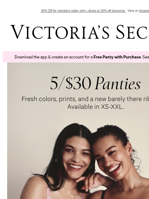 victoriassecret newsletter: NEW Colors & Prints, Same 5/$30 Deal