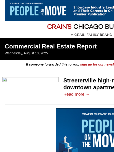 crainalerts newsletter: Streeterville high-rise hits market