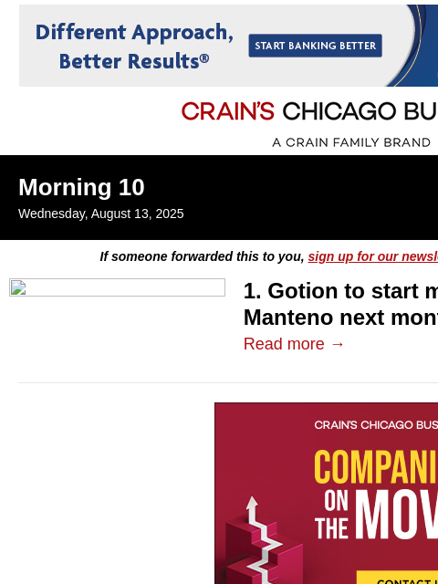 crainalerts newsletter: EV battery plant to power up next month