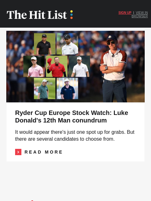 golfdigest newsletter: Team Europe's 12th Man conundrum