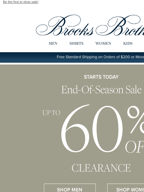 brooksbrothers newsletter: Up to 60% off STARTS TODAY
