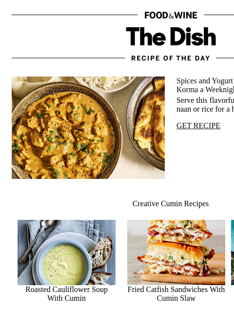 foodandwine newsletter: Chicken Korma