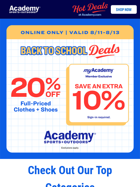 academy newsletter: Last Day! 20% OFF Clothes + Shoes Online