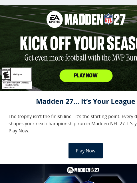 seahawksemail newsletter: Madden 27. It’s Your League. Play Now.