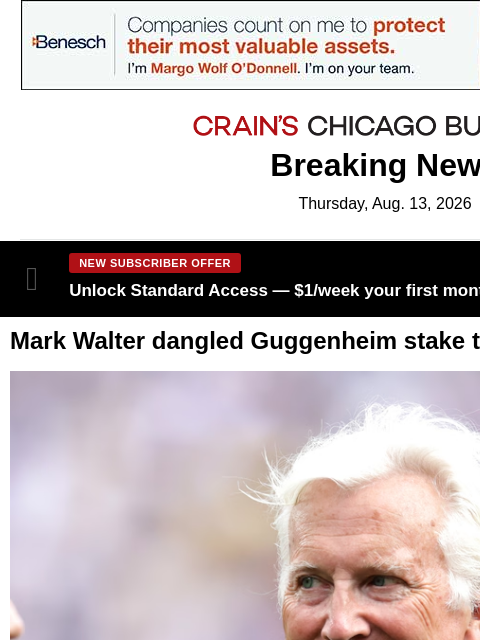 crainalerts newsletter: Mark Walter dangled stake in Guggenheim Partners t...