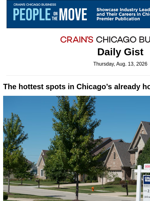 crainalerts newsletter: The hottest spots in Chicago’s already hot housing...