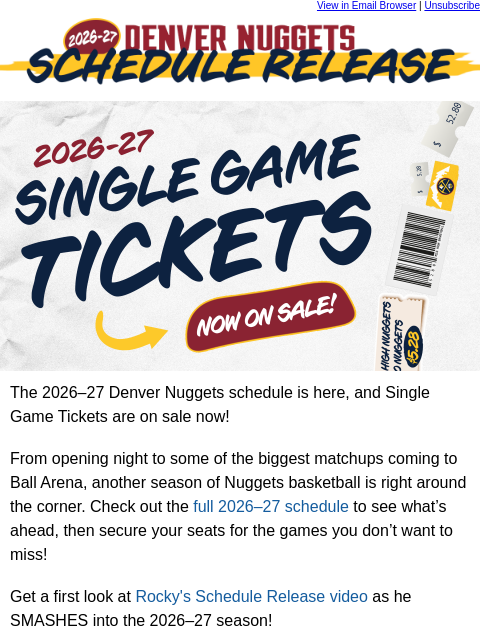 thedenvernuggets newsletter: 🏀 2026-27 Nuggets Schedule Is Here + Tickets On S...