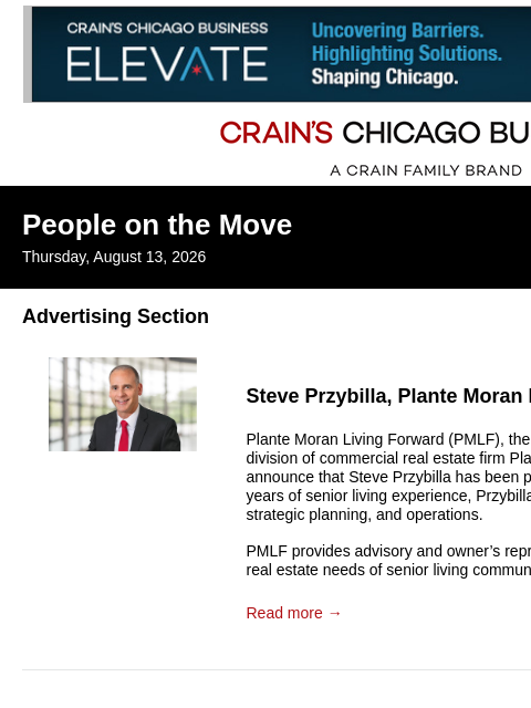 crainalerts newsletter: Crain's Chicago Business - People on the Move