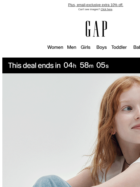 gap newsletter: Final bell: 40–60% off kids' styles is about to ex...