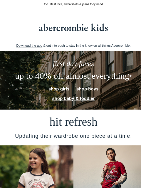 abercrombie newsletter: their school year essentials are here