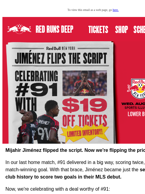 newyorkredbulls newsletter: $19 OFF Tickets - Celebrate #91 with this Special ...
