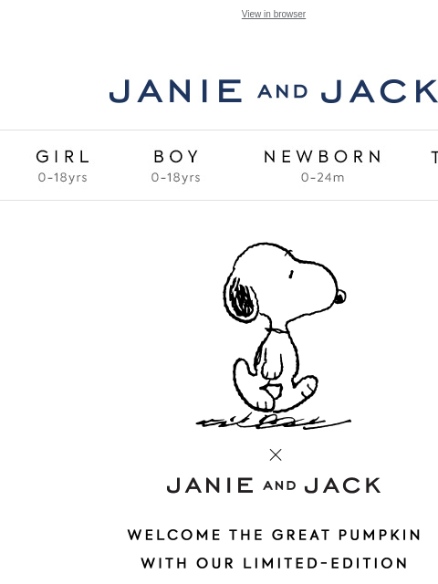 janieandjack newsletter: New for fall: our PEANUTS™ edit