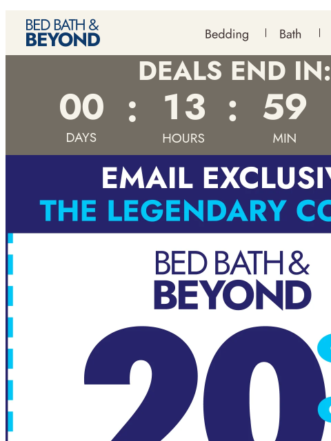 bedbathandbeyond newsletter: ENDS TONIGHT: Up to 50% off top brands