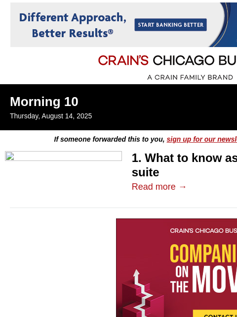 crainalerts newsletter: The CIBC reshuffling cheat sheet