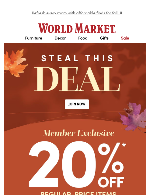 emailworldmarket newsletter: 🧡 20% off starts NOW!