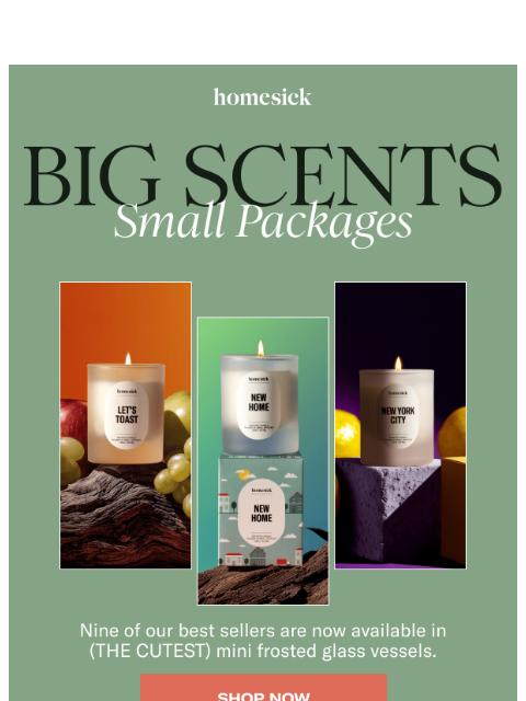 homesick newsletter: BIG ANNOUNCEMENT (about small candles)