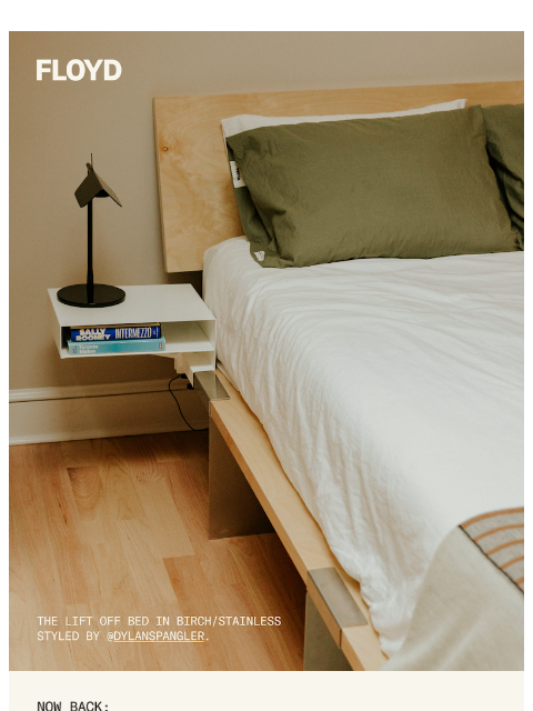 floydhome newsletter: Back in Stock: The Lift Off Bed & Lift Kit