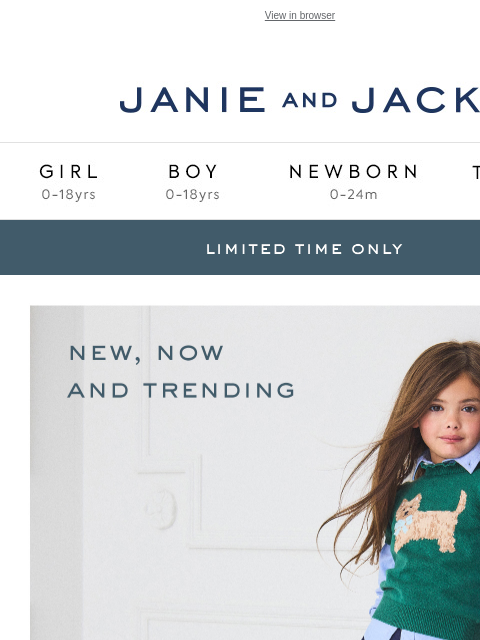 janieandjack newsletter: Trendsetters, here's 20% off sitewide