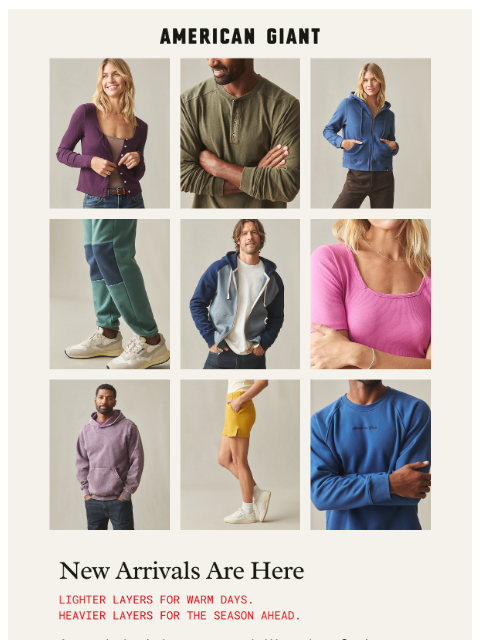 american-giant newsletter: Fresh Styles for the Season Shift