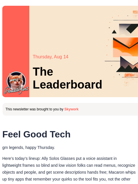 producthunt newsletter: 😸 This AI could change a life