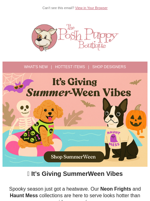 poshpuppyboutique newsletter: 👻 SummerWeen Is Here! Neon Frights & Haunt Mess H...