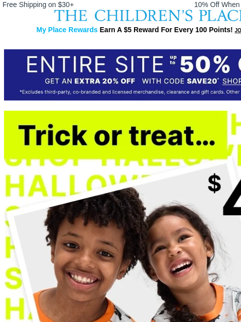 childrensplace newsletter: 🎃Halloween Is Here – Spooky Styles $4.99 & Up!👻