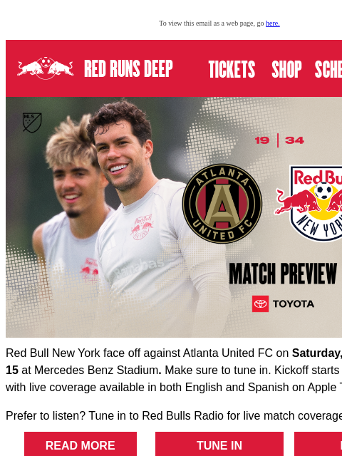 newyorkredbulls newsletter: How to Watch RBNY vs. Atlanta United FC Tomorrow!⚽...
