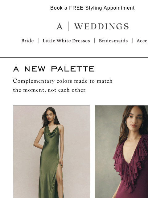 anthropologie newsletter: New bridal party palettes