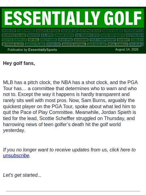 newsbreakexpress newsletter: Sam Burns Calls Out Tour’s Flawed System