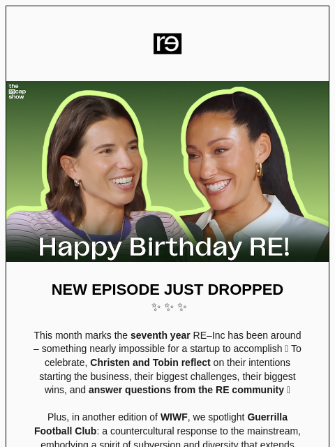 re-website newsletter: RE–Inc’s 7th Anniversary Special 🎉