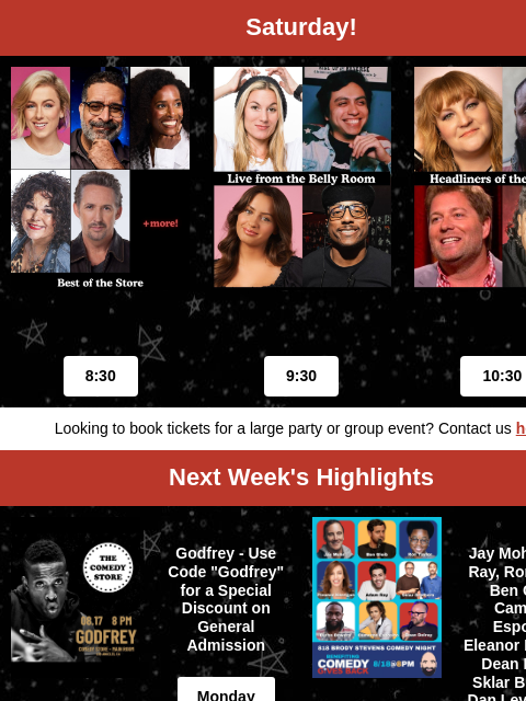 comedystore newsletter: Sebastian Maniscalco, Tim Dillon, Marc Maron, Iliz...