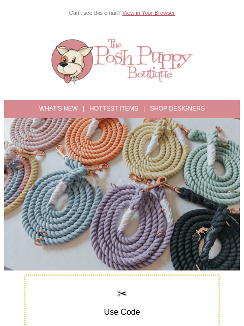poshpuppyboutique newsletter: 🐾 30% Off All Leashes — Hands-Free Favorites Incl...