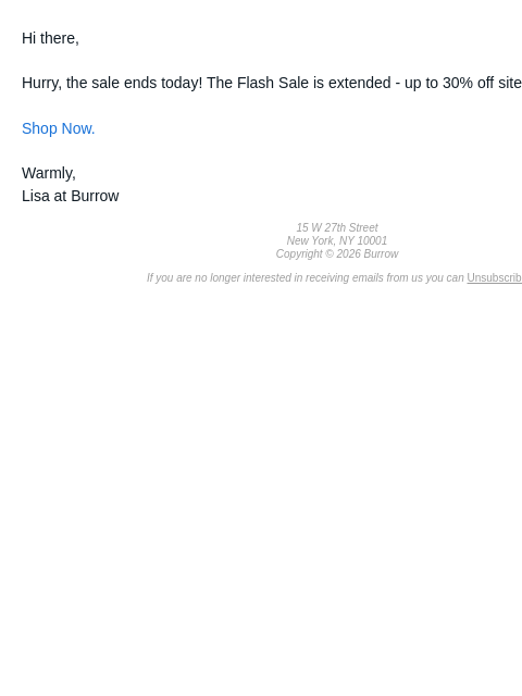 burrow newsletter: Sale ends today