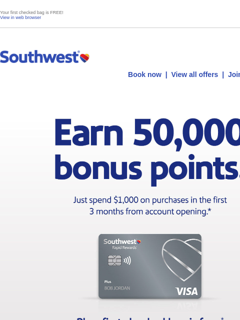 southwest newsletter: You’re invited! Earn 50,000 points.