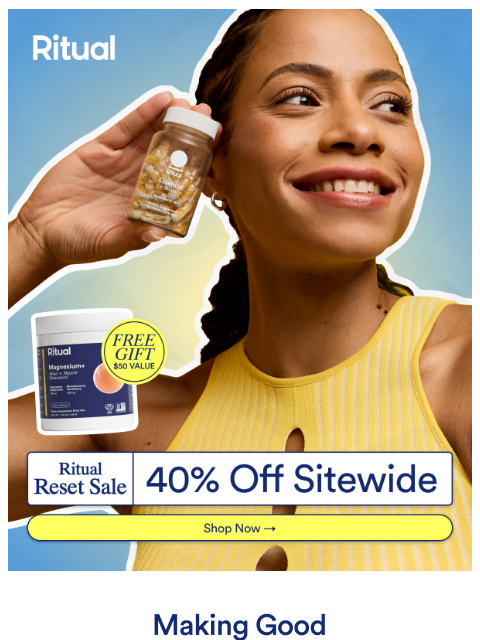 ritual newsletter: Let the sale BEGIN — 40% off