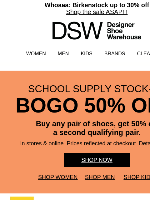 dsw newsletter: BOGO 50% off ends SOON