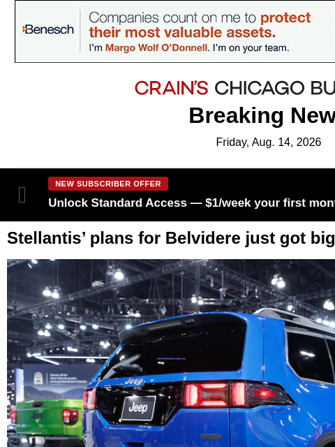 crainalerts newsletter: Stellantis' plans for Rockford-area plant just got...