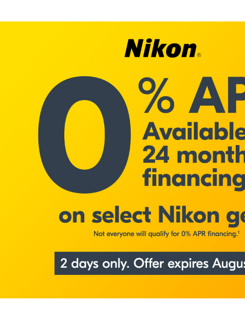 Pay Over Time View as web page Nikon | 0% APR Available for 24 months financing† on select Nikon gear | 2 days only. Offer expires August 16† Z6III 24-70mm Kit Z6III Body Only Z6III 24-70mm Kit Z6III